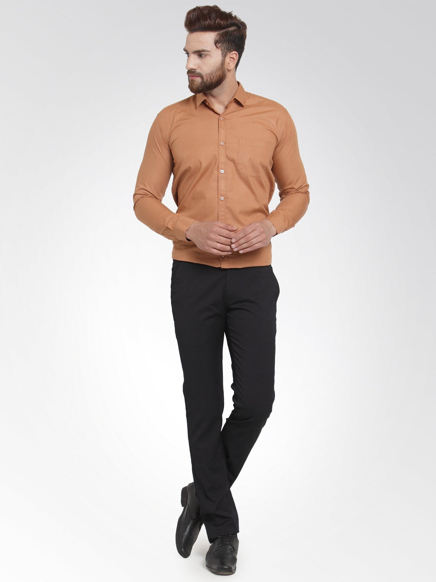 Jainish Men's Cotton Solid Rust Orange Formal Shirt's ( SF 361Rust )