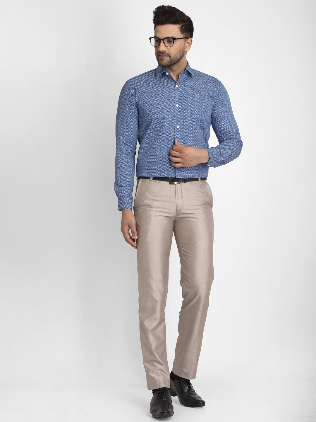 Jainish Blue Men's Cotton Printed Formal Shirts ( SF 428Blue )