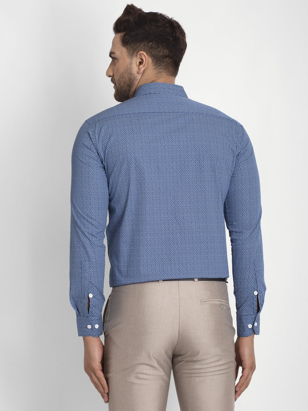 Jainish Blue Men's Cotton Printed Formal Shirts ( SF 428Blue )