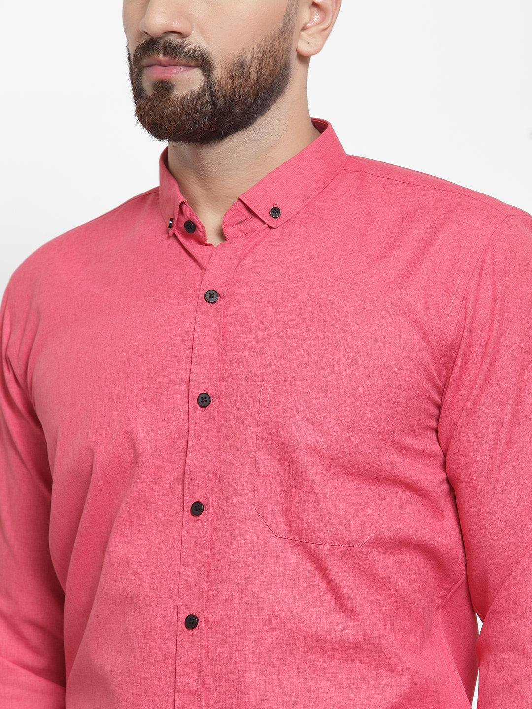 Jainish Red Men's Cotton Solid Button Down Formal Shirts ( SF 734Red )