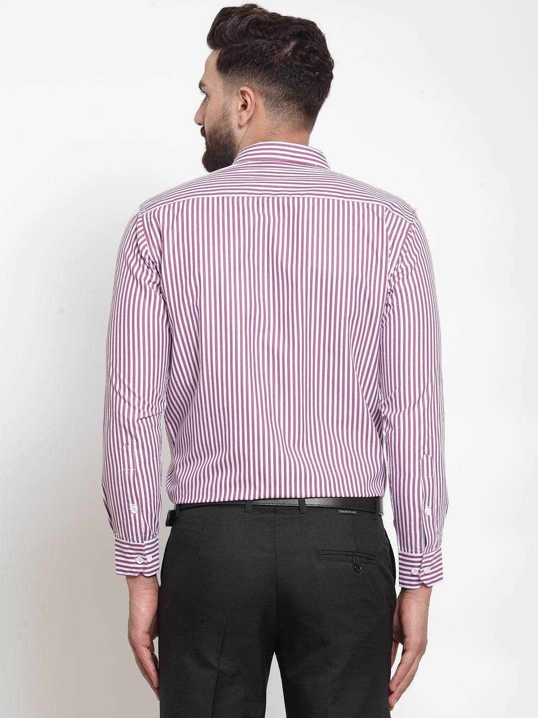 Jainish Purple Men's Cotton Striped Formal Shirts ( SF 735Purple )