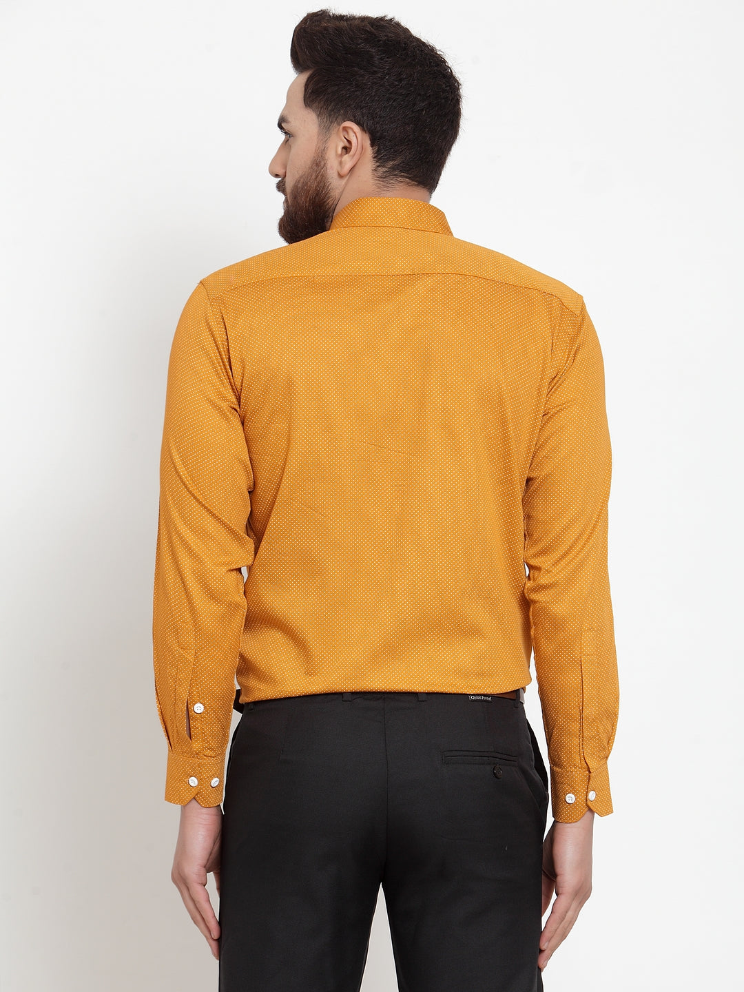 Jainish Yellow Men's Cotton Polka Dots Formal Shirts ( SF 736Mustard )