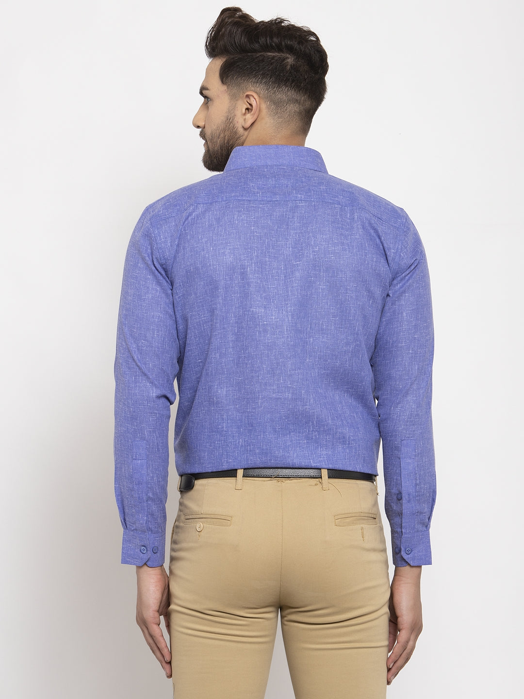 Jainish Blue Men's Dobby Solid Formal Shirts ( SF 762Blue )