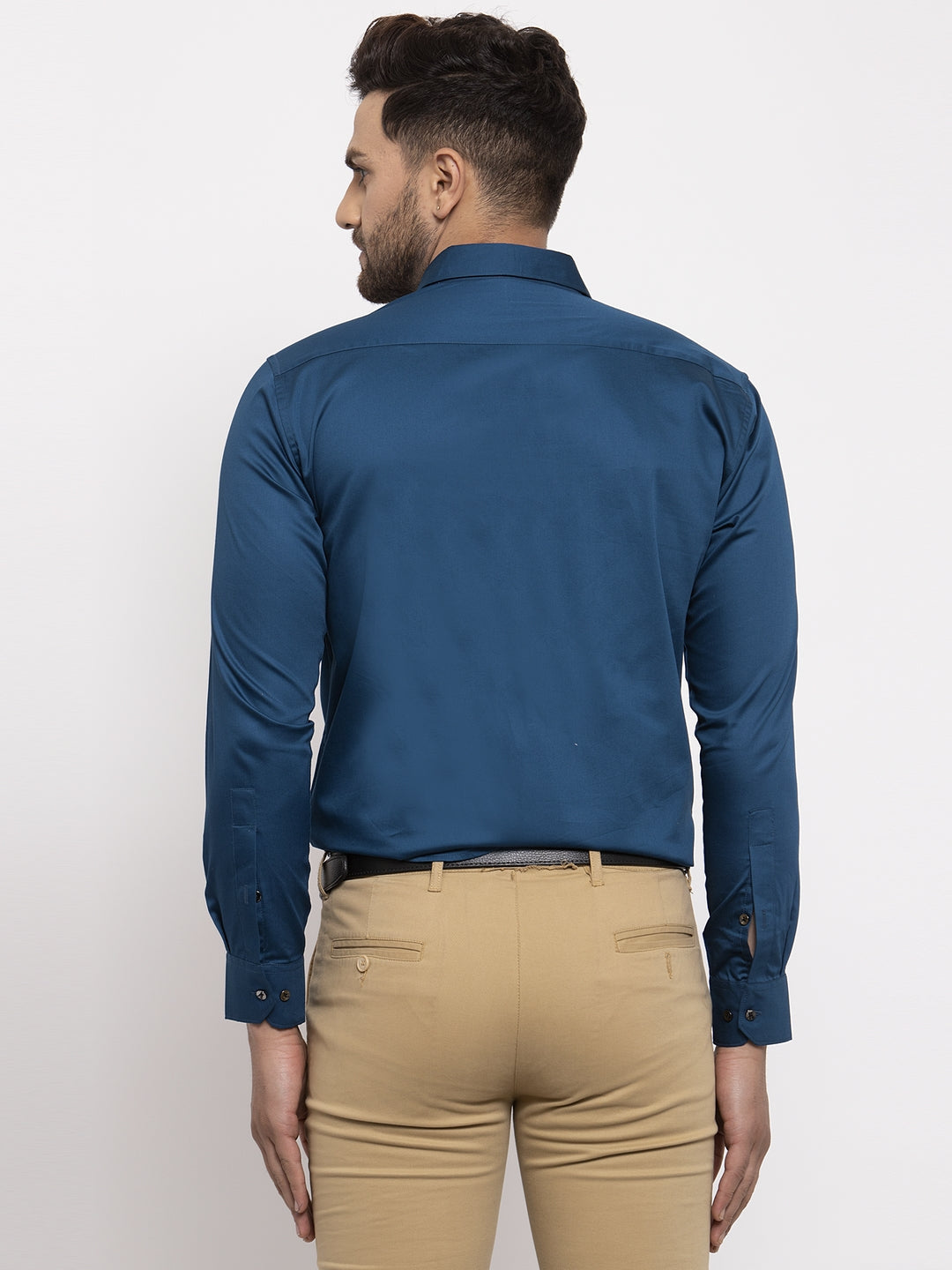 Jainish Navy Men's Cotton Solid Formal Shirt's ( SF 768Navy )