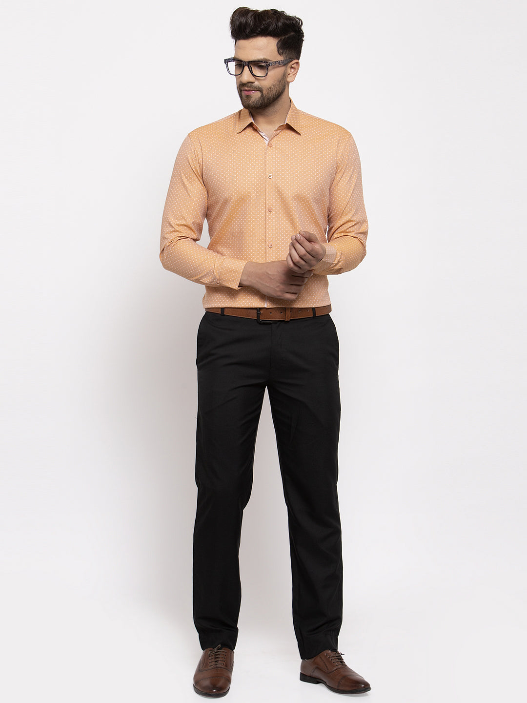 Jainish Brown Men's Cotton Printed Formal Shirt's ( SF 774Rust )