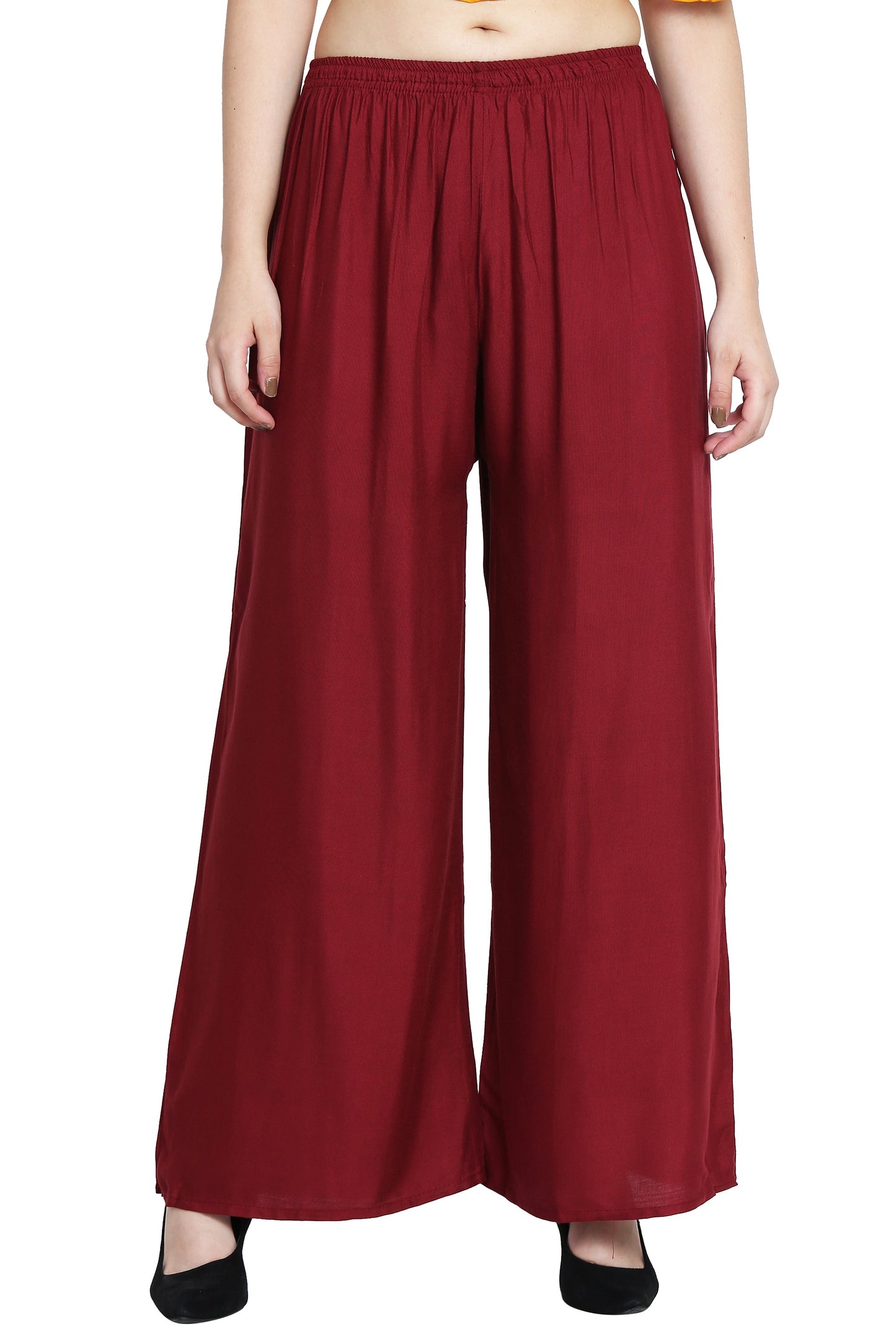 PAVONINE Maroon Color Rayon Fabric Half Flared Sharara For Women