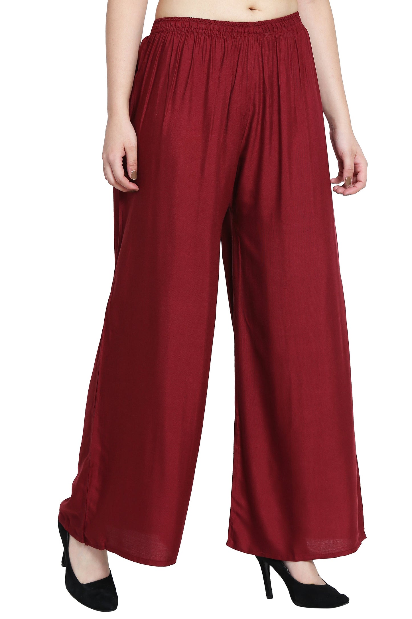 PAVONINE Maroon Color Rayon Fabric Half Flared Sharara For Women