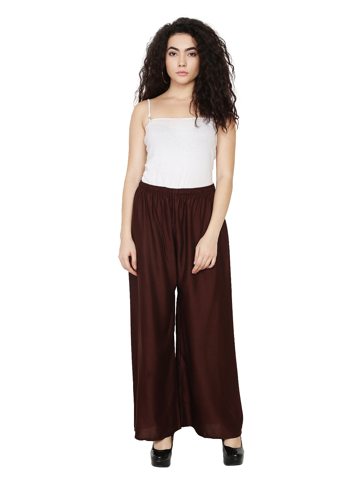 PAVONINE Brown Color Rayon Fabric Half Flared Sharara For Women