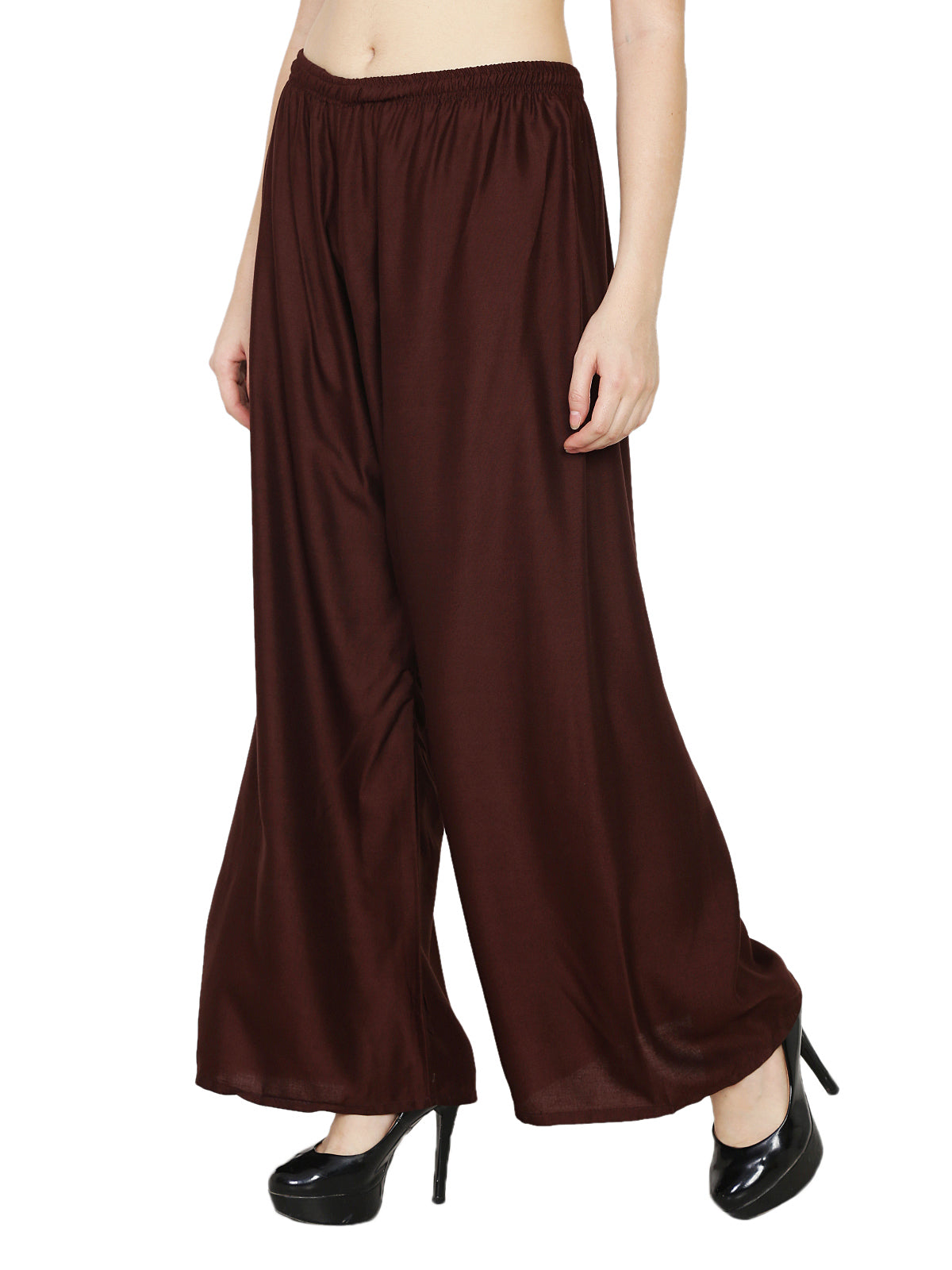PAVONINE Brown Color Rayon Fabric Half Flared Sharara For Women