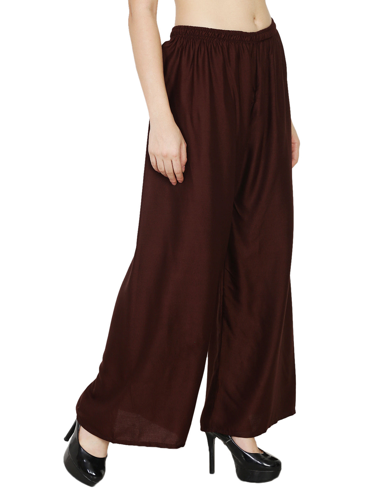 PAVONINE Brown Color Rayon Fabric Half Flared Sharara For Women