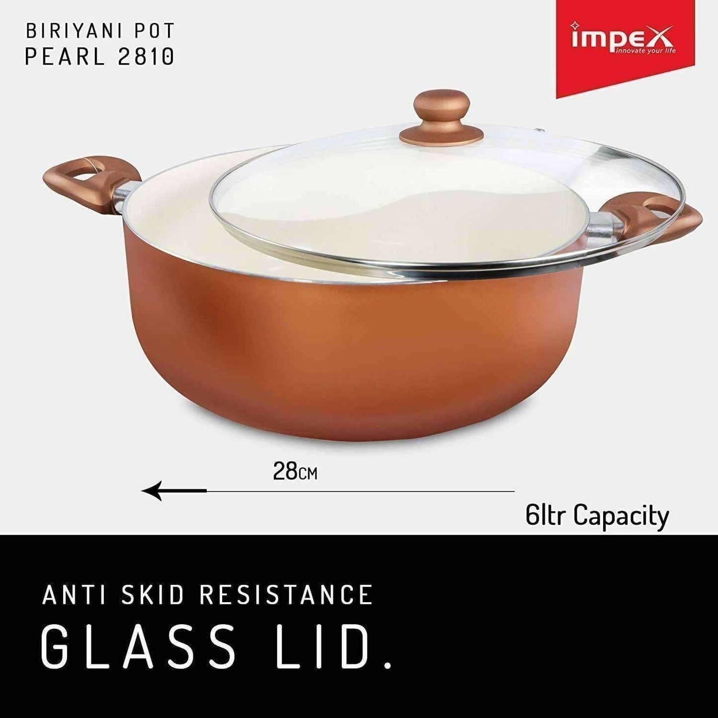 Ceramic Coated Nonstick Aluminium Biriyani Pot (6 Litre,28 cm)