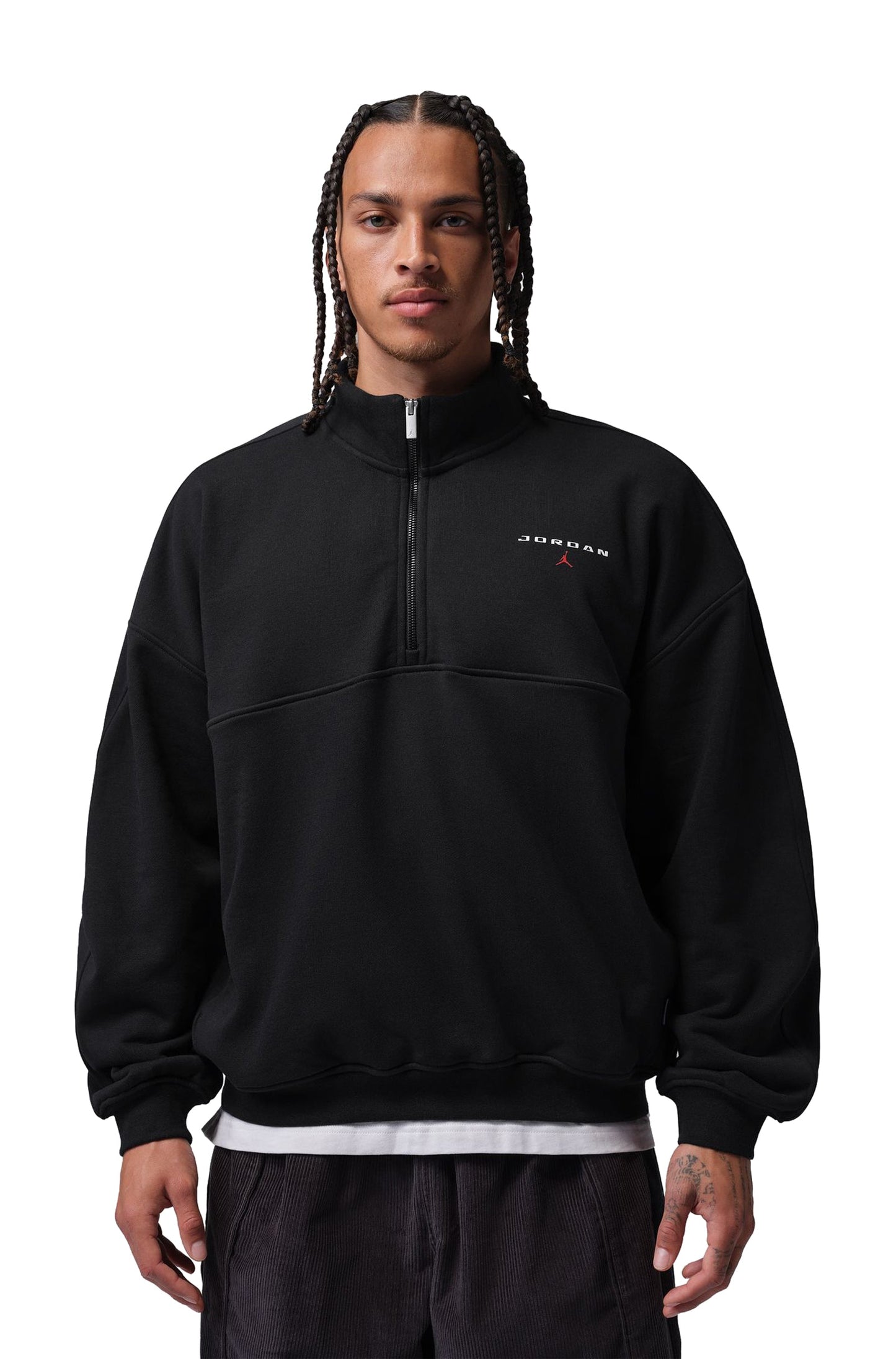 Air Jordan Mens 1/4 Zip Oversized Top - Black
