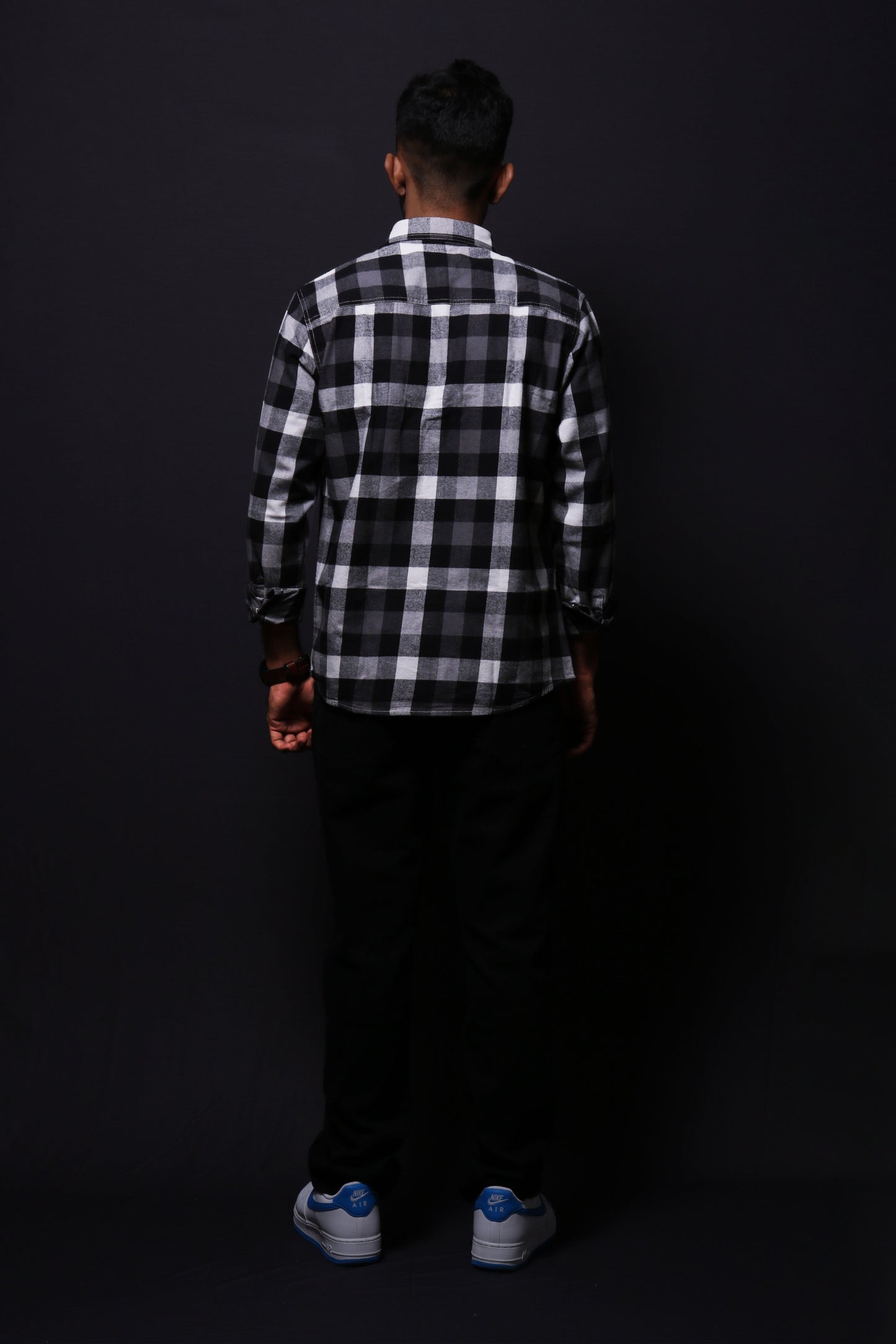 Jonesburg Black Flannel Checks Regular Fit Shirt