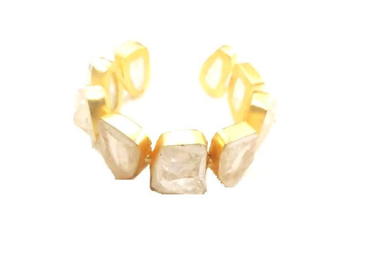 Bling Accessories Ivory / Gold Natural Stone Rough Bracelet