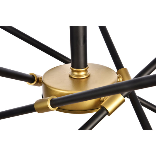Elegant Lighting Axel 10 Light Chandelier in Black and Brass