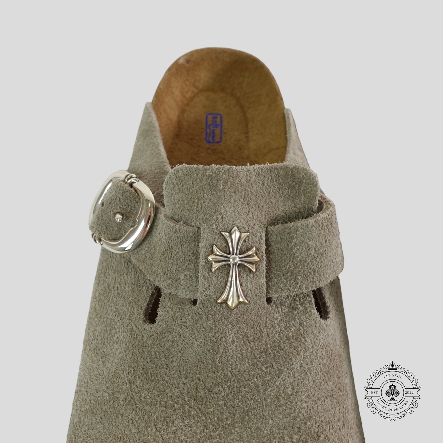 Chrome Hearts Birkenstock Mules in Taupe