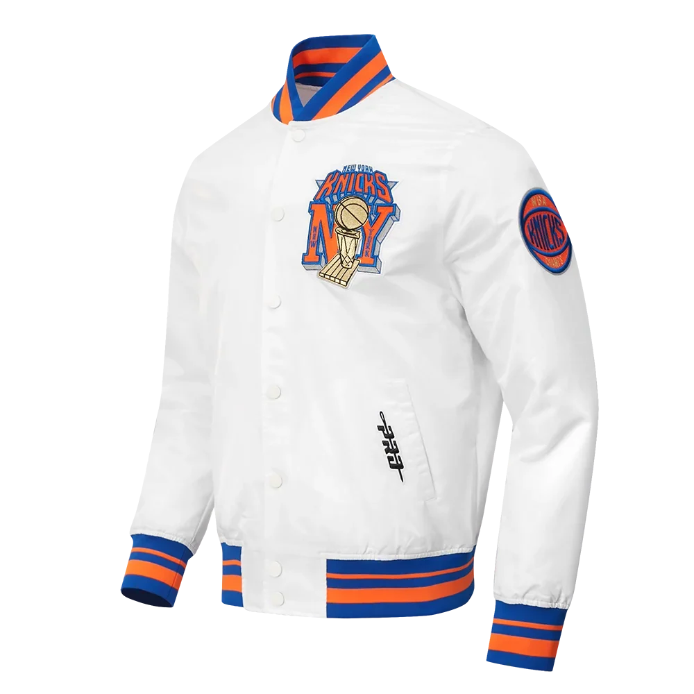 Pro Standard NY Knicks Champs Satin Jacket - White