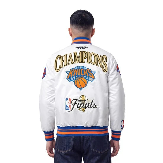 Pro Standard NY Knicks Champs Satin Jacket - White