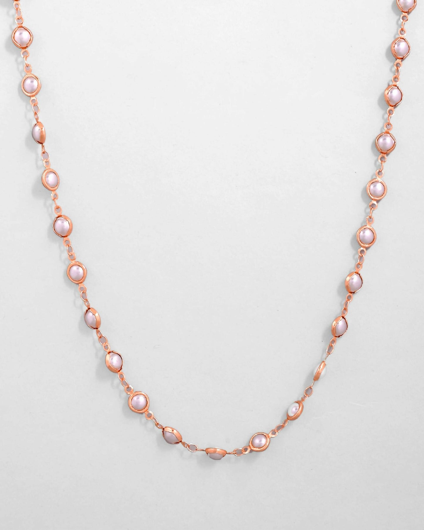 VOJ Gold-Polished Chain For Women With White Pearls