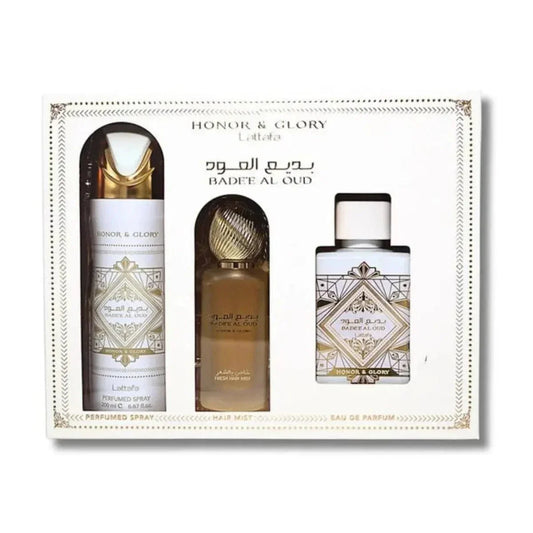 Bade'e Oud Honor and Glory By Lattafa Unisex (3pc Gift Set)