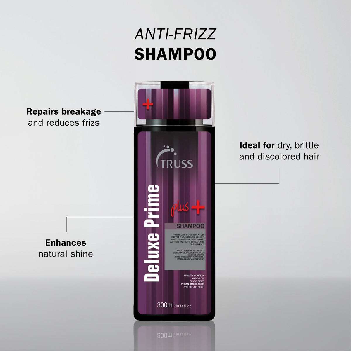 Truss Deluxe Prime+ Shampoo – Anti-Frizz & Anti-Breakage Repair Shampoo for Dry, Damaged Hair, 10.1 fl oz (300ml)