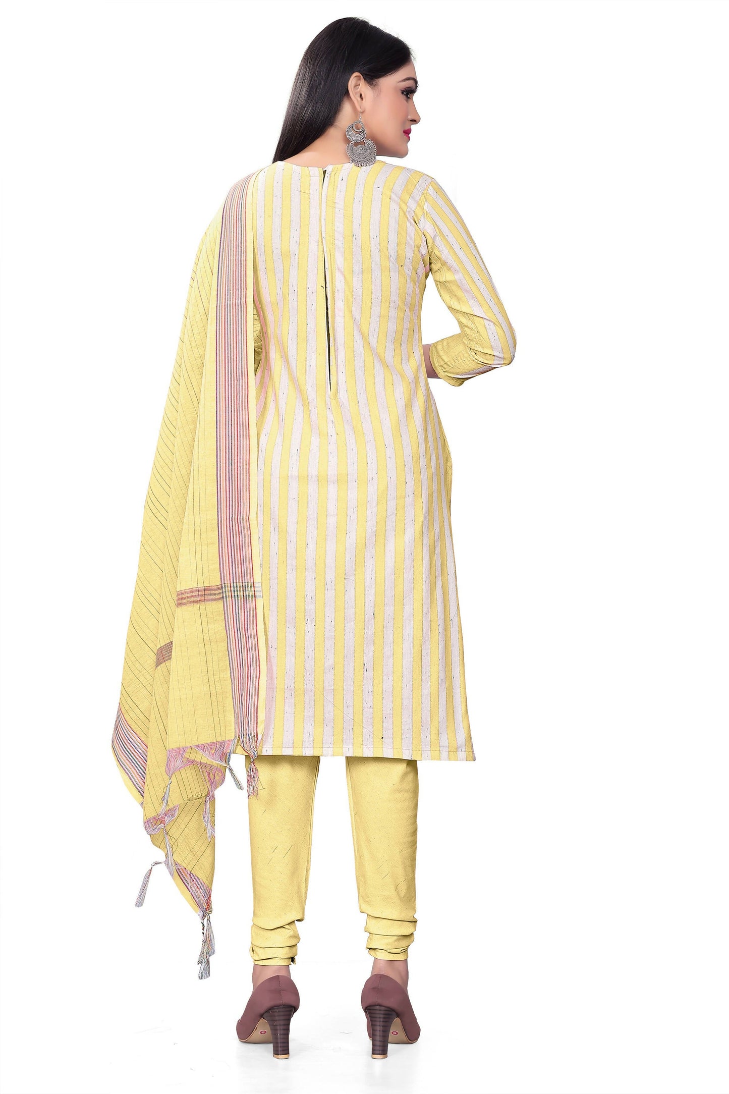 Yellow Cotton Jacquard Woven Unstitched Dress Material - Amara