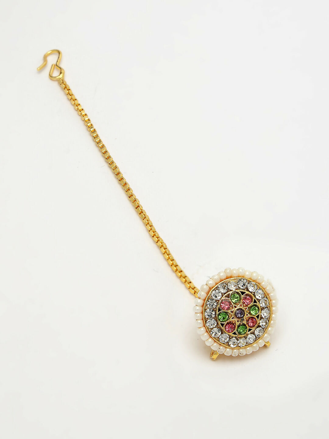 NVR Women's Multicolor CZ Stone-Studded Borla Maang Tikka