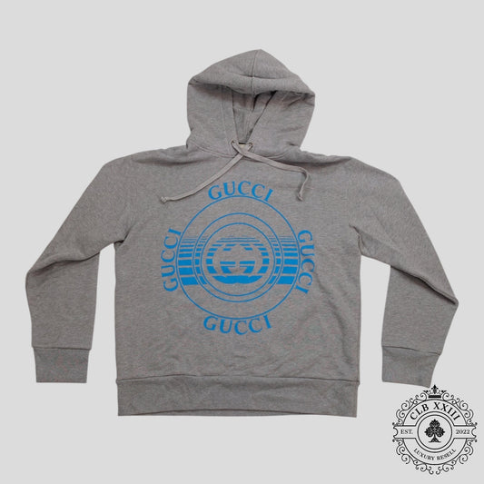 Gucci Record Print Pullover Hoodie in Grey