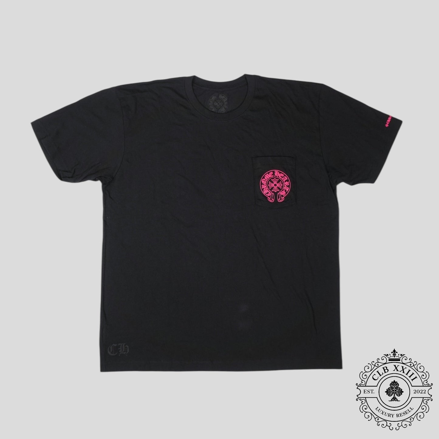 Chrome Hearts Horseshoe Logo Tee in Black/Pink