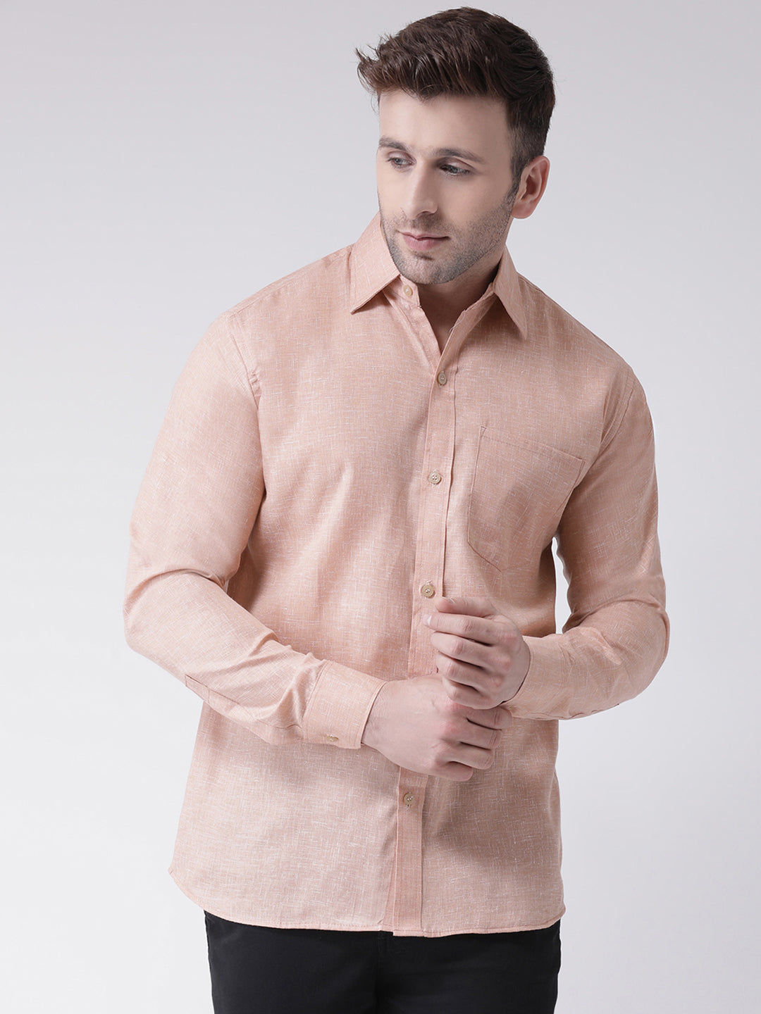RIAG Beige Men's Full Sleeves Shirt