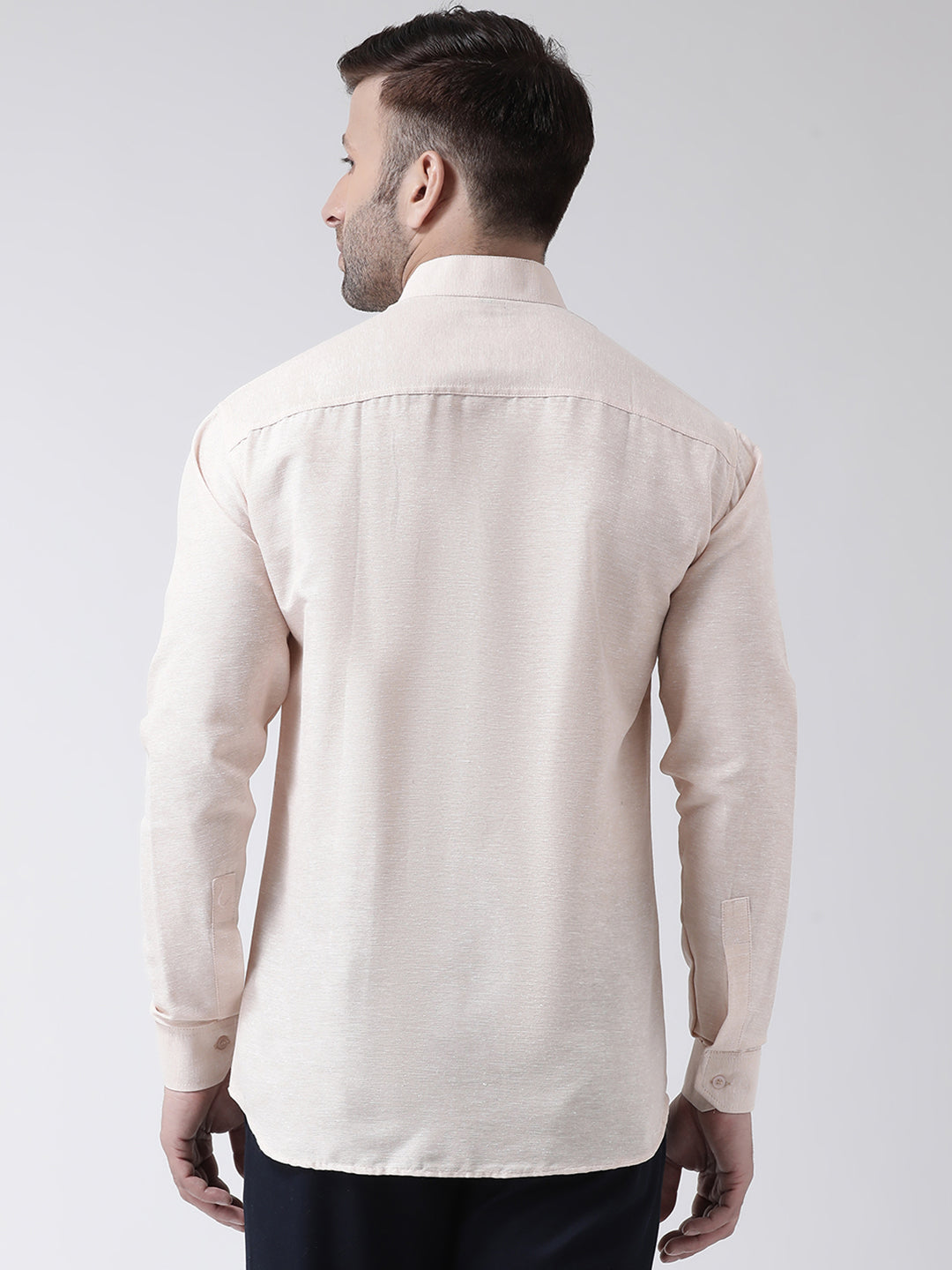 RIAG Beige Men's Chinese Collar Full Sleeves Shirt
