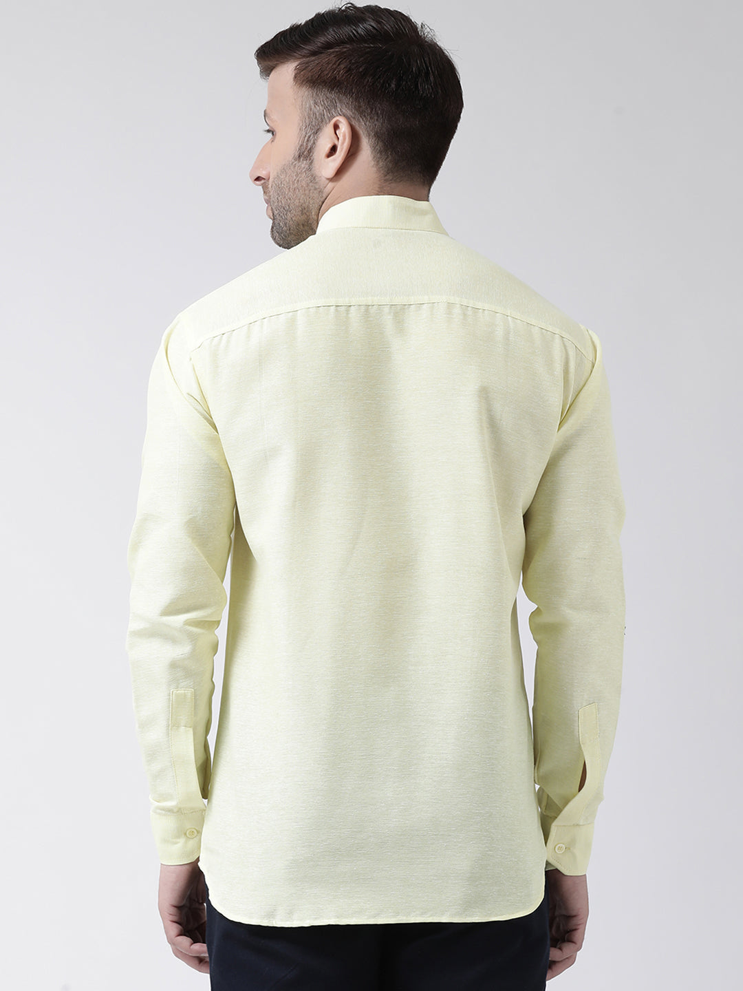 RIAG Yellow Men's Chinese Collar Full Sleeves Shirt