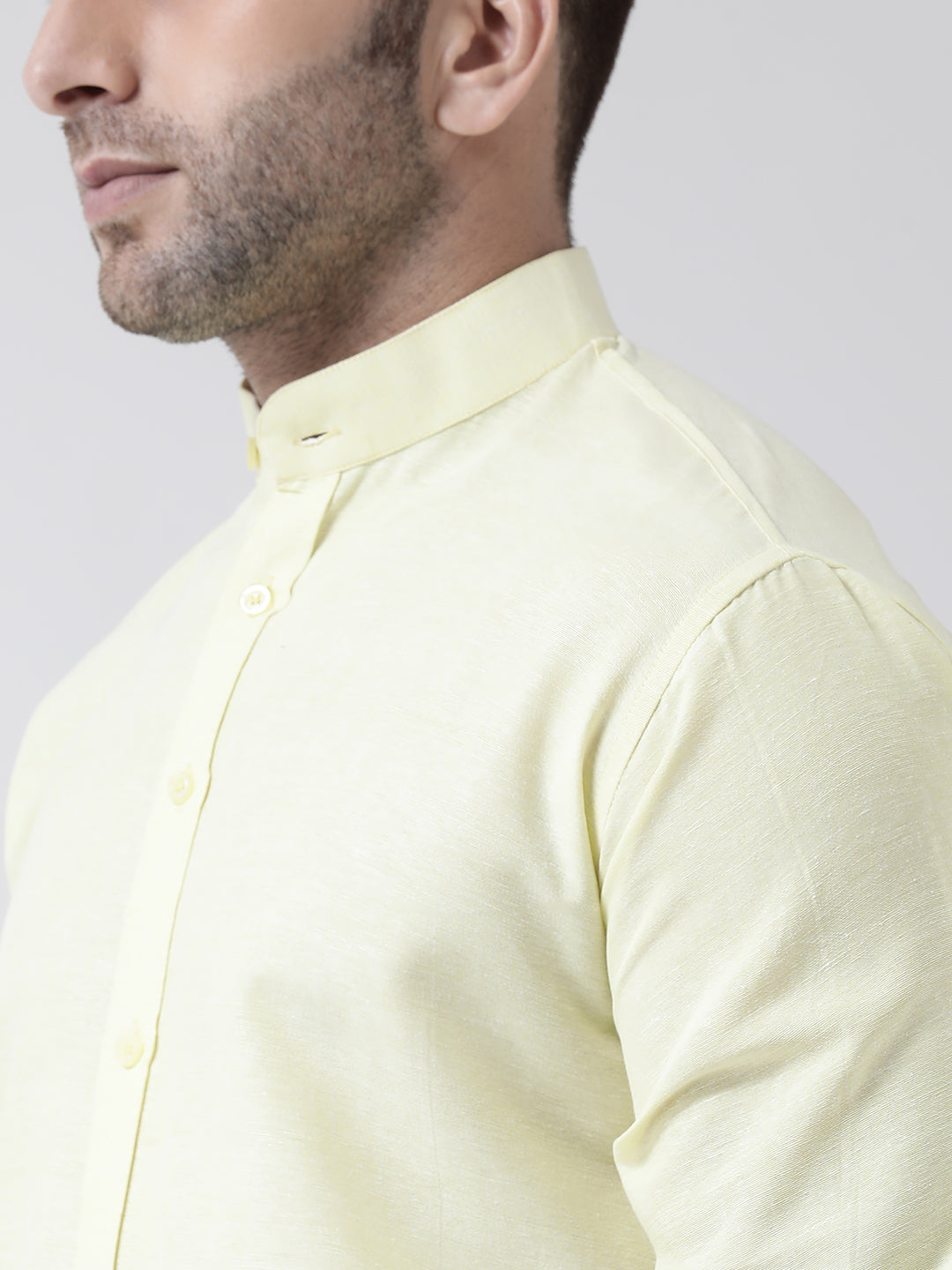 RIAG Yellow Men's Chinese Collar Full Sleeves Shirt