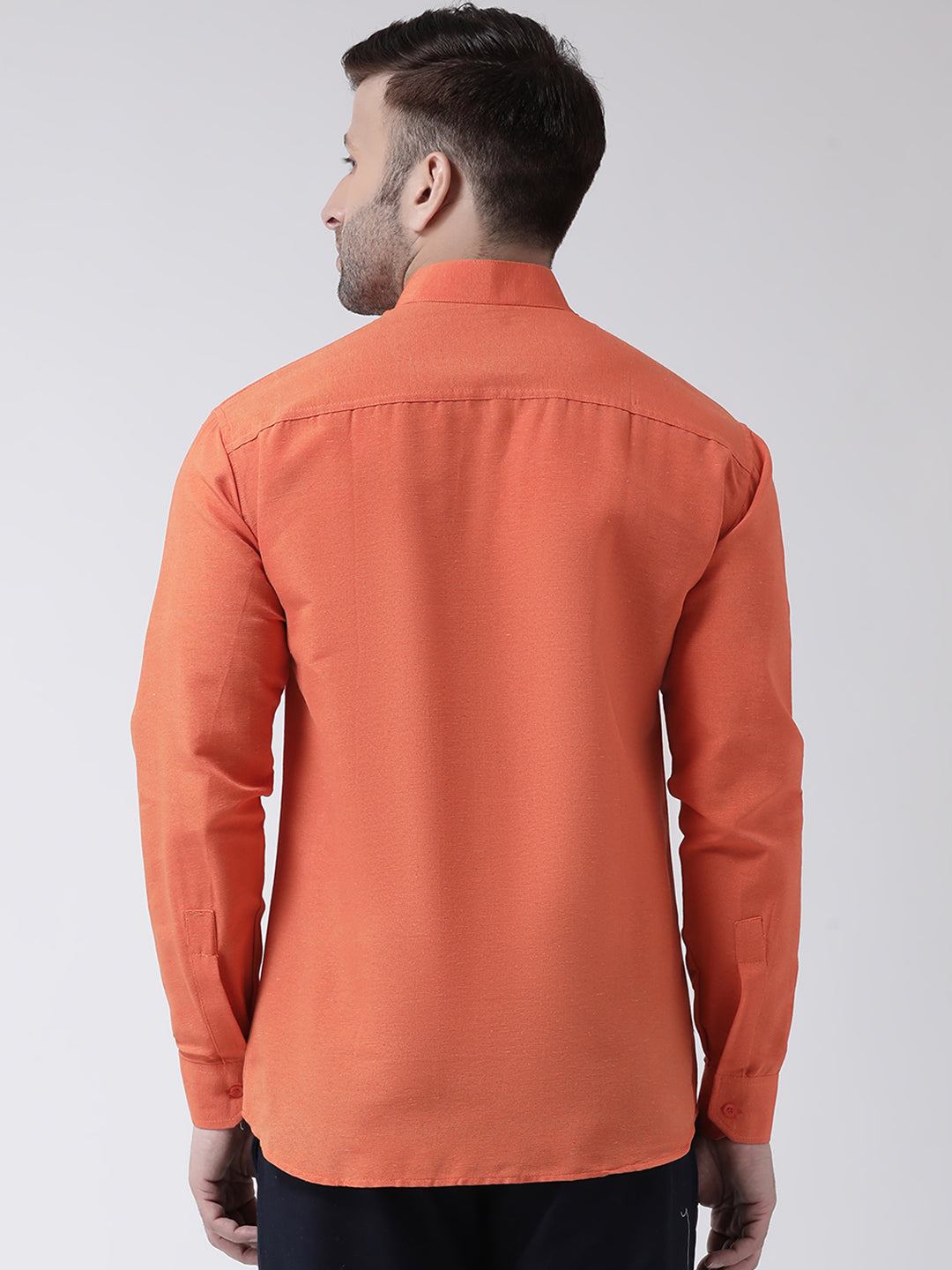 RIAG Orange Men's Chinese Collar Full Sleeves Shirt