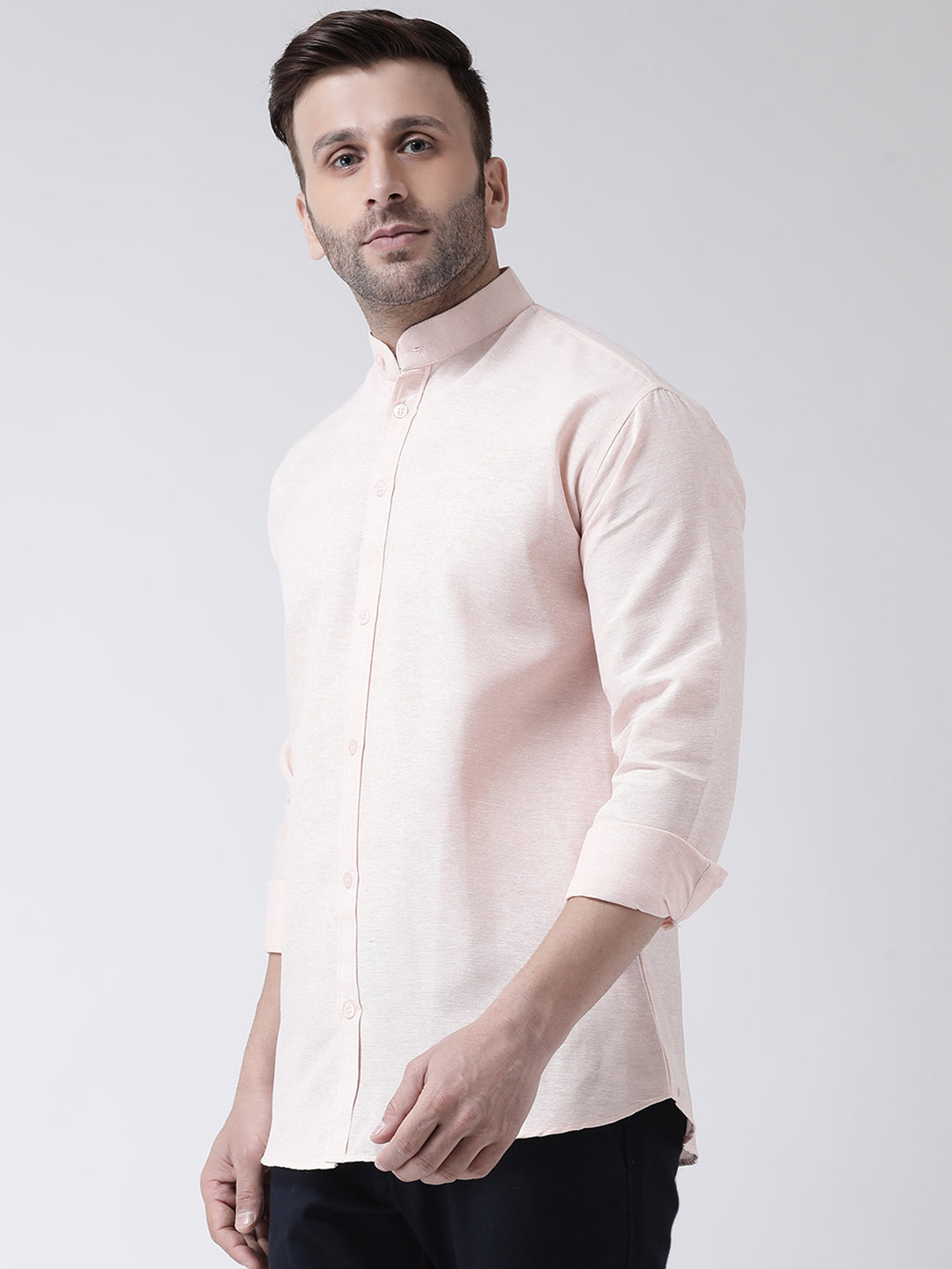 RIAG Peach Men's Chinese Collar Full Sleeves Shirt
