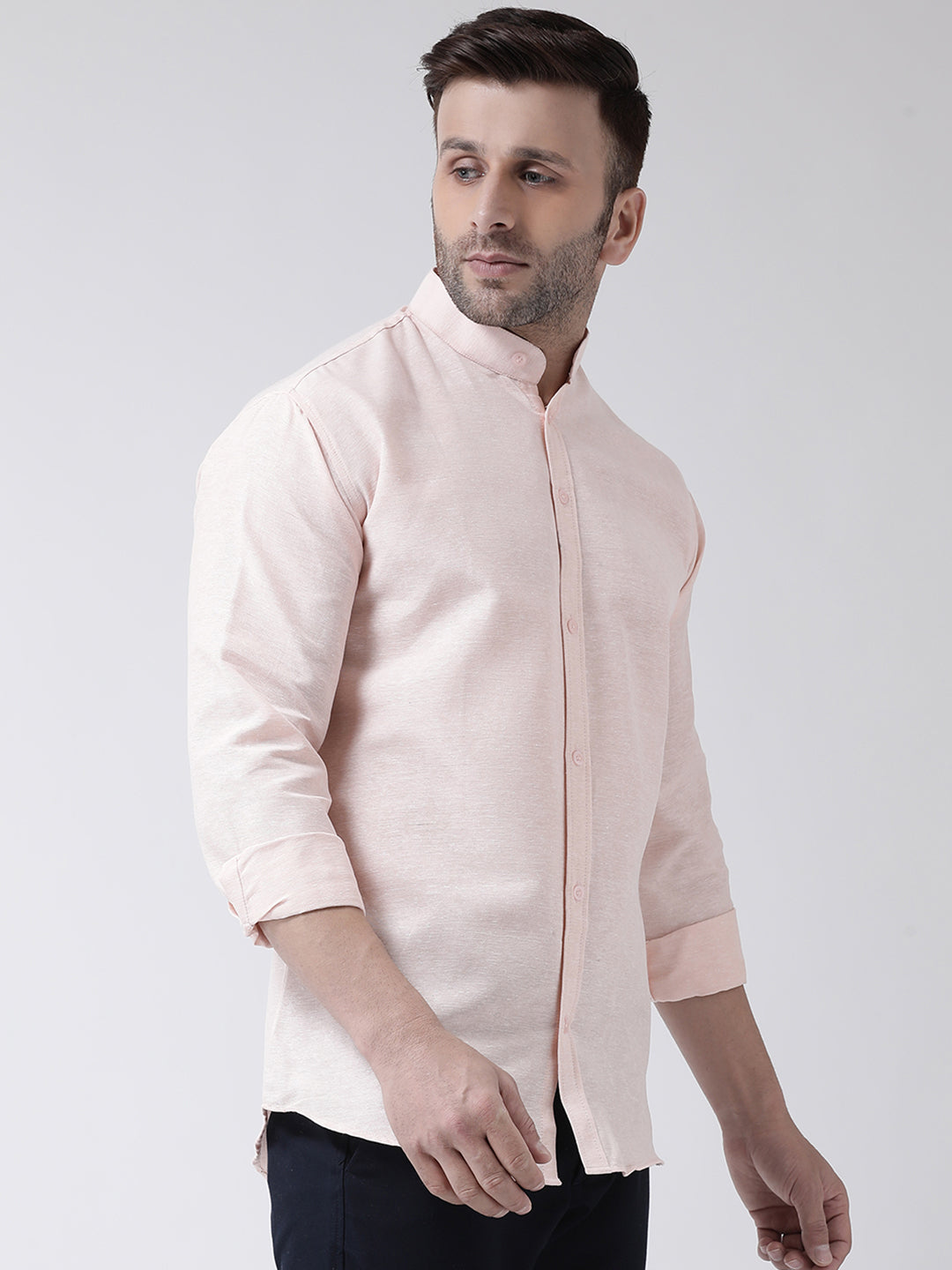 RIAG Peach Men's Chinese Collar Full Sleeves Shirt
