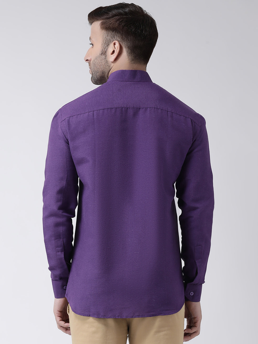 RIAG Purple Men's Chinese Collar Full Sleeves Shirt