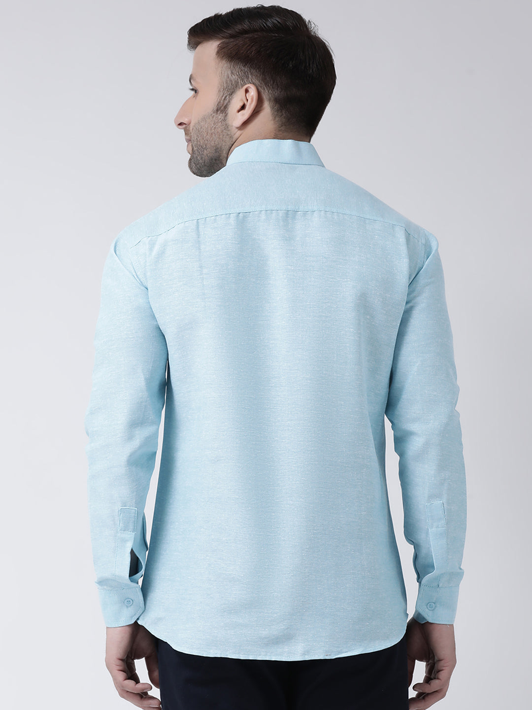 RIAG Sky Blue Men's Chinese Collar Full Sleeves Shirt
