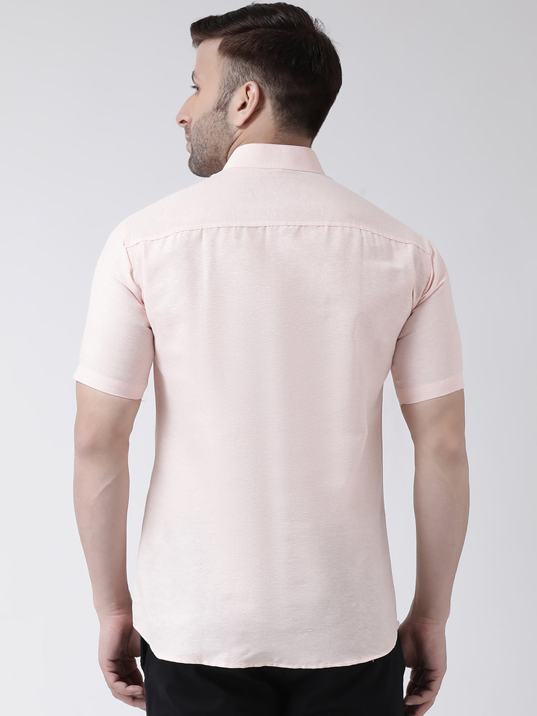RIAG Peach Men's Chinese Collar Half Sleeves Shirt