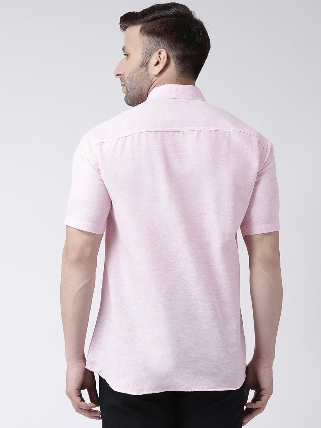 RIAG Pink Men's Chinese Collar Half Sleeves Shirt