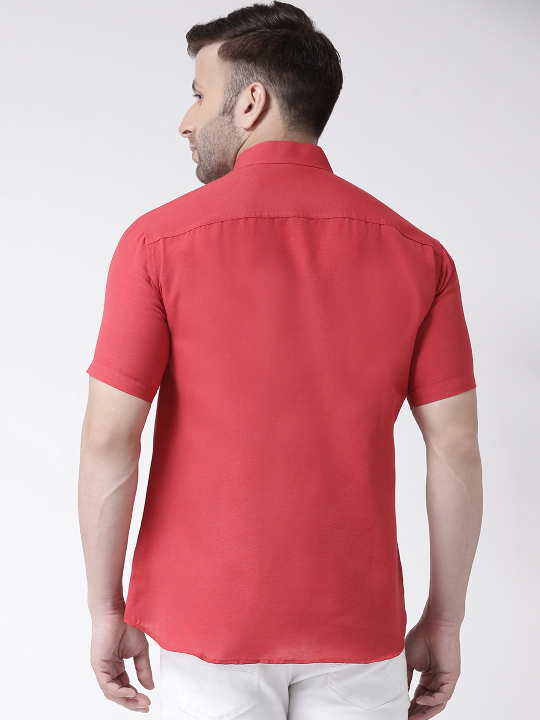 RIAG Red Men's Chinese Collar Half Sleeves Shirt