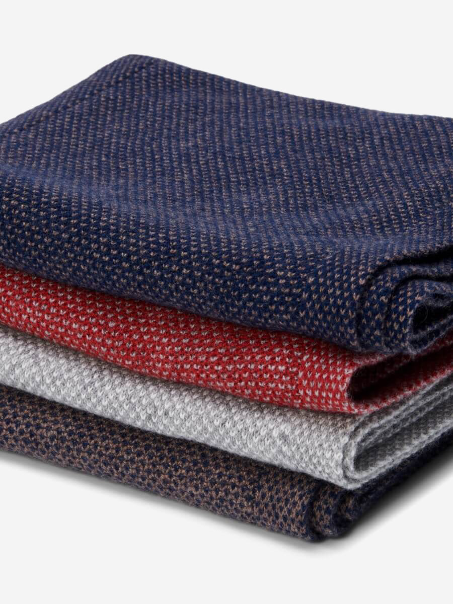 Riccardo (red & grey) - Italian 100% cashmere scarf with pattern
