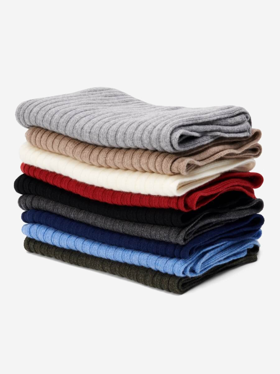 Napoli (light grey) - Italian 100% cashmere ribbed scarf (unisex)