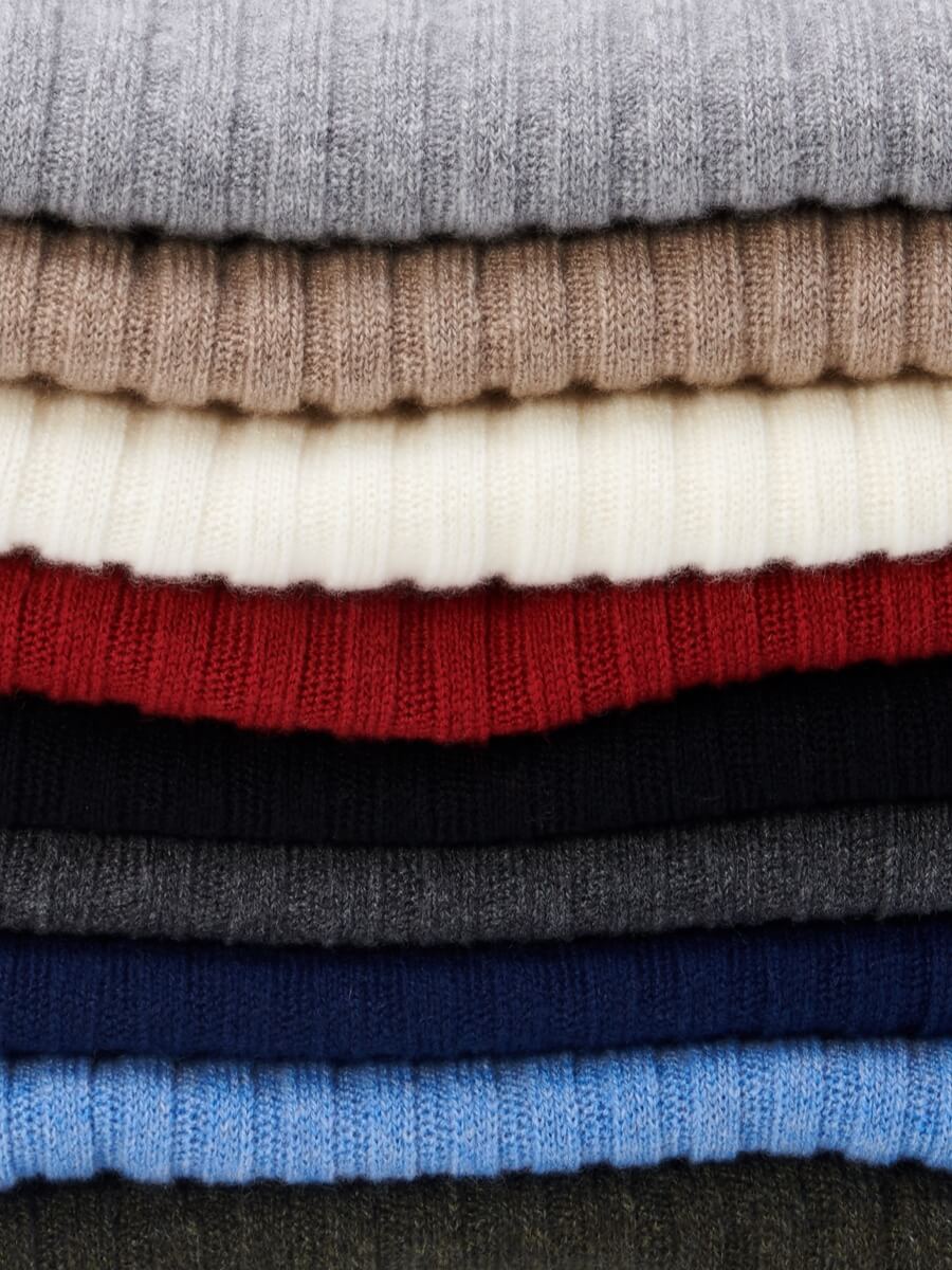 Napoli (light blue) - Italian 100% cashmere ribbed scarf (unisex)