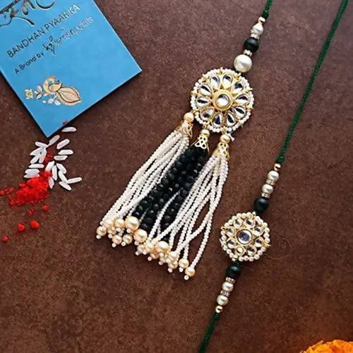 Jewel Design Lumba Rakhi Set & Cashew Jar