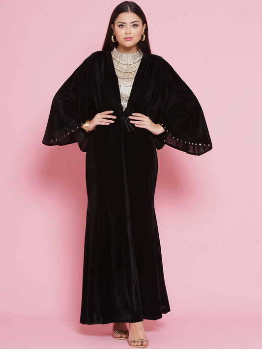 Women Republic Black Velvet Embellished Gown