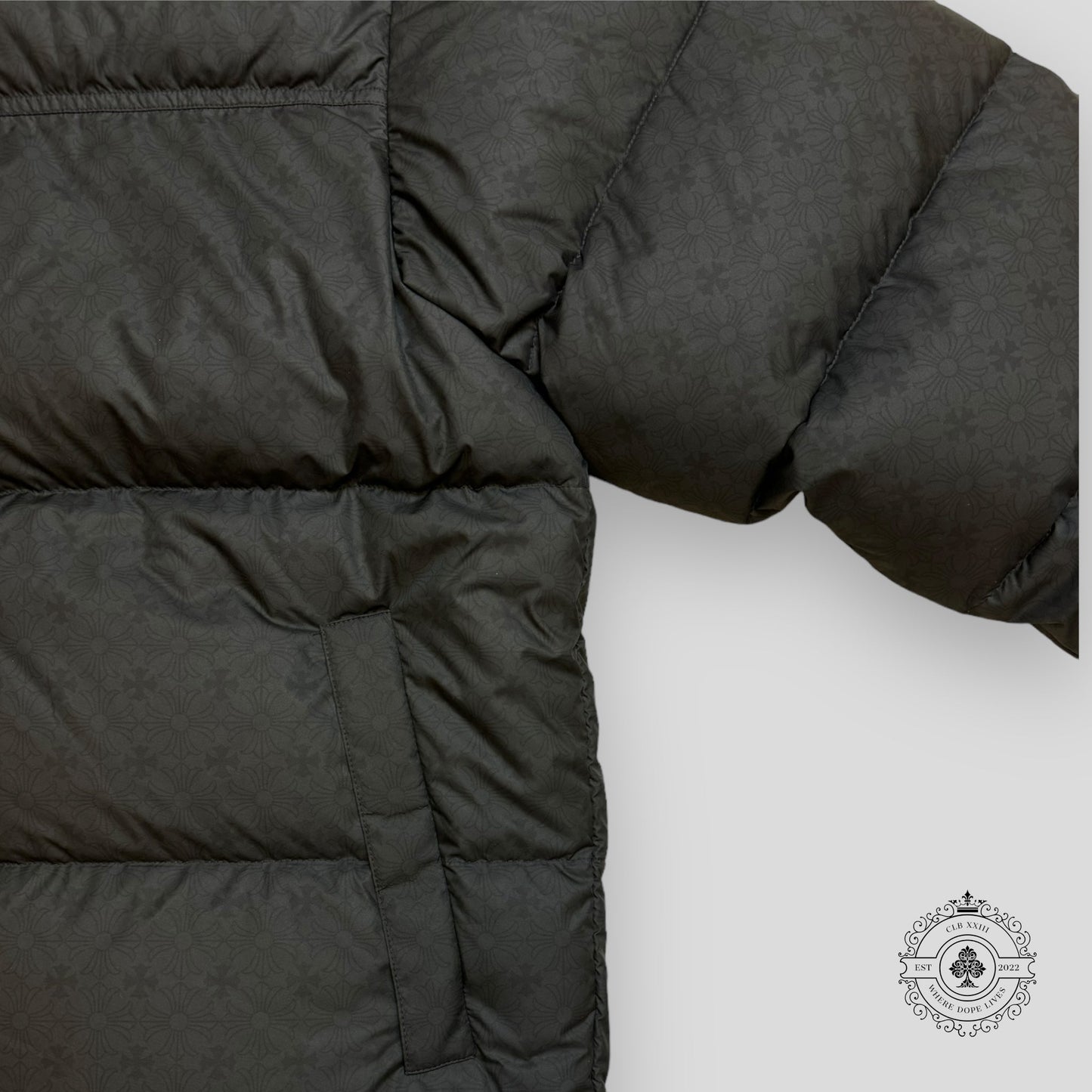Chrome Hearts Plus Pattern Puffer Jacket in Black