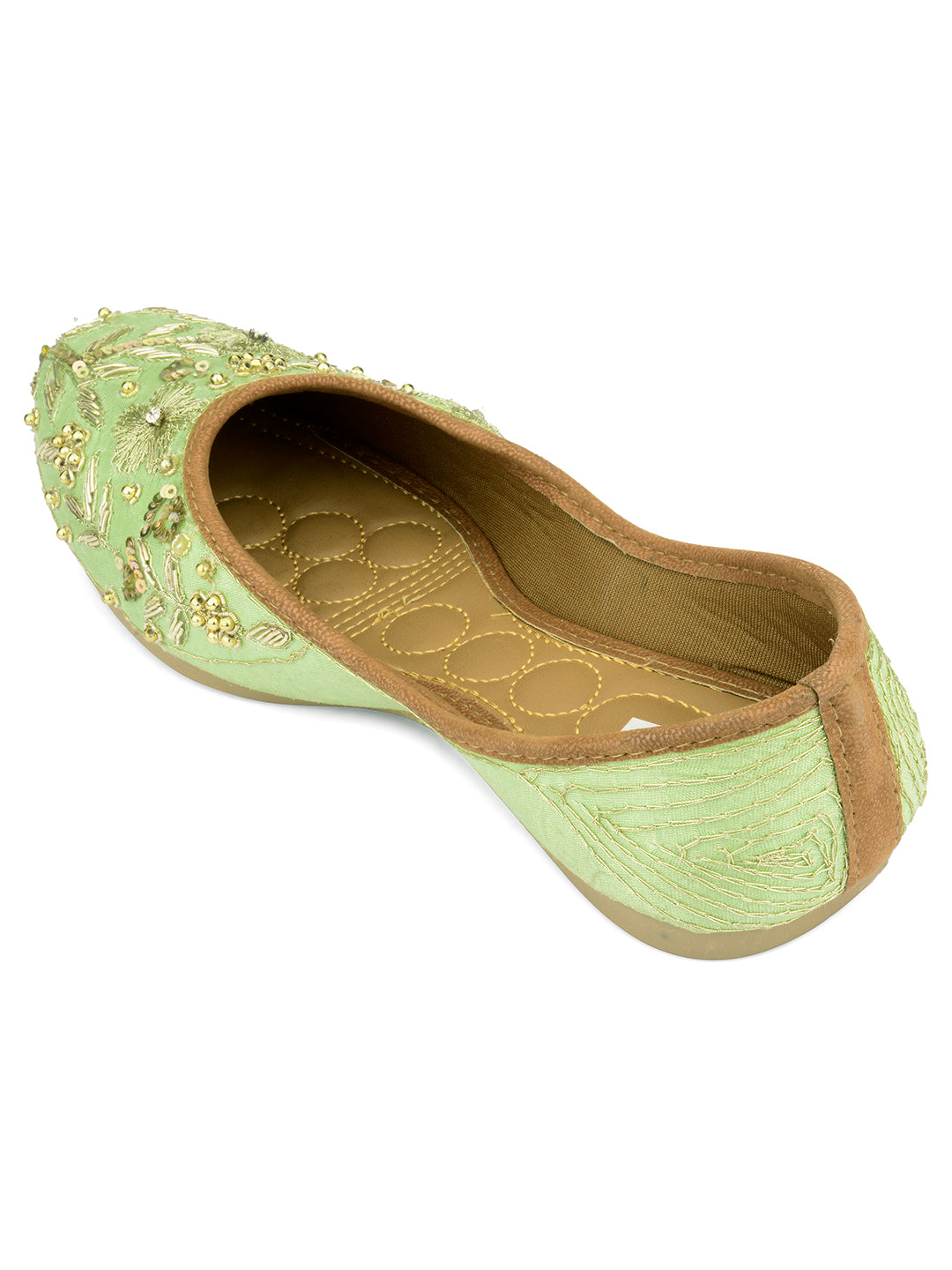 Desi Colour Women Indian Ethnic Footwear-Party Wear Sea Green Emb