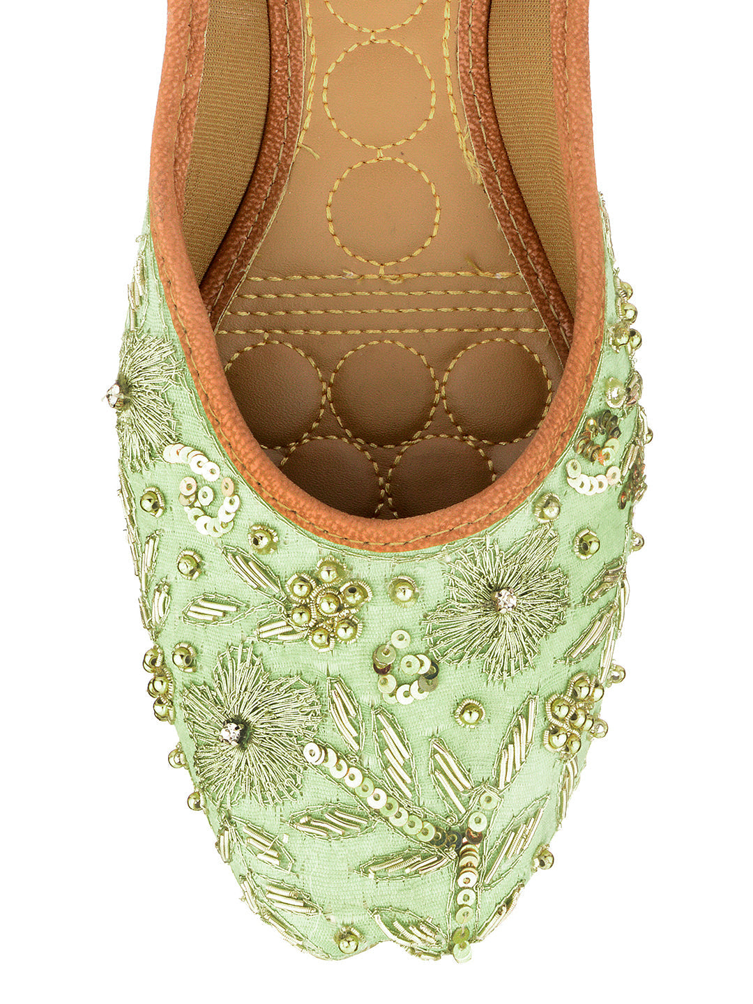 Desi Colour Women Indian Ethnic Footwear-Party Wear Sea Green Emb