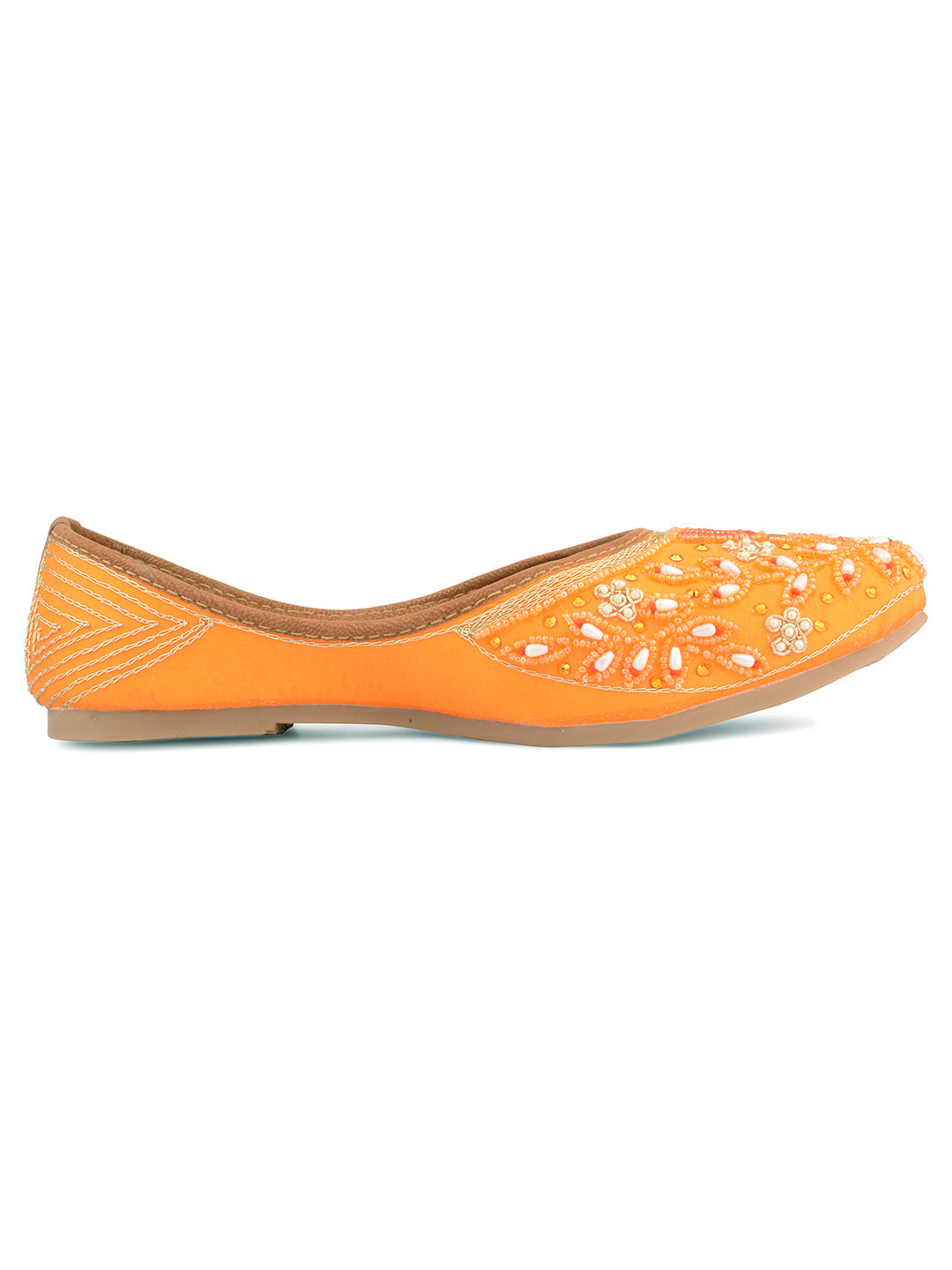 Desi Colour Women Indian Ethnic Footwear-Party Wear Orange Pearl
